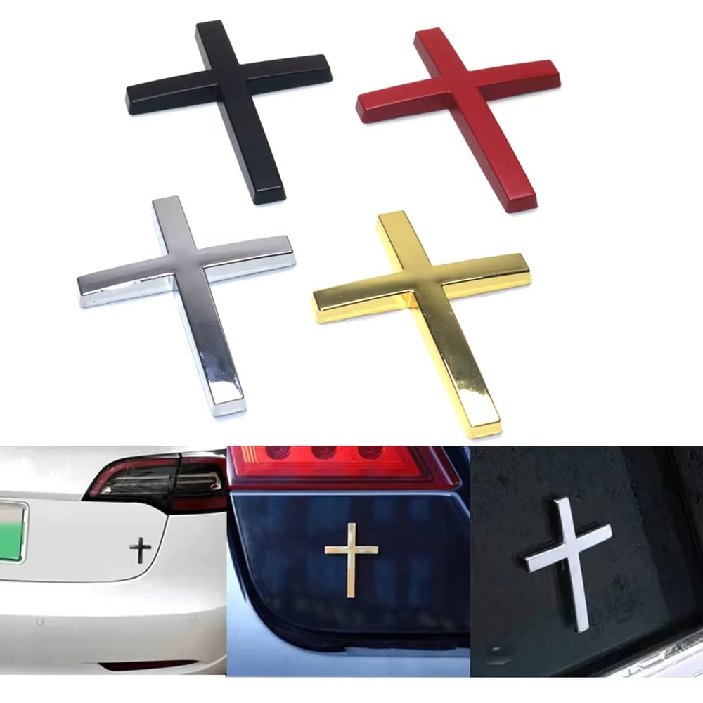 1 Pçs Estilo Do Carro 3D Adesivo De Metal Cruz Cristã Auto Corpo Emblema Decalque Acessórios Para BWM Audi Honda Opel Fo