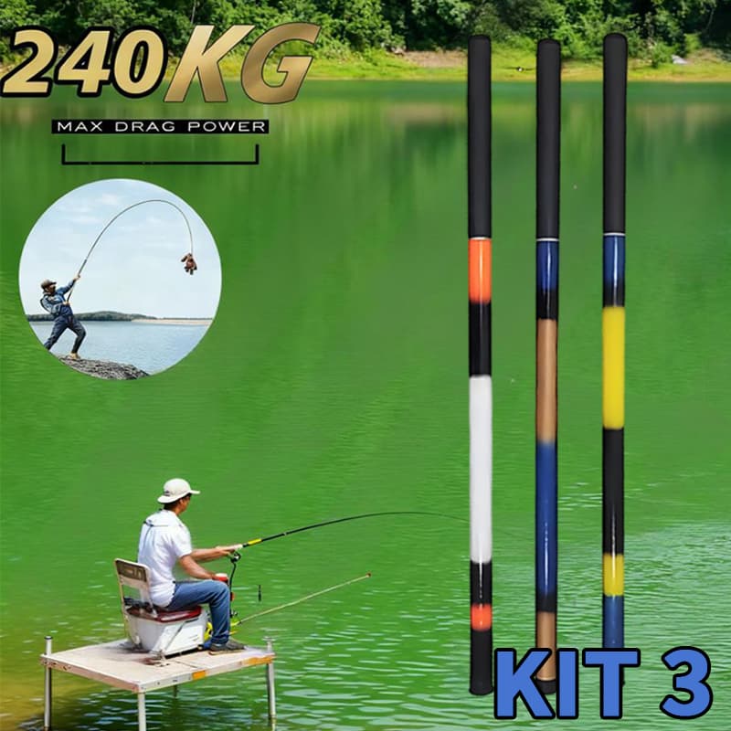Kit 1-3 Varas Telescópicas Lisas/3.60 m-40 % Carbono-Vara De Pesca Cw 8-18 lbs