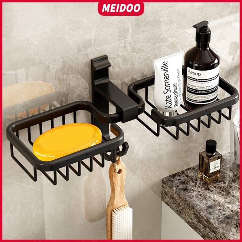 MEIDOO Porta-sabonete de alumínio, saboneteira de banheiro, não requer perfuração, à prova d'água