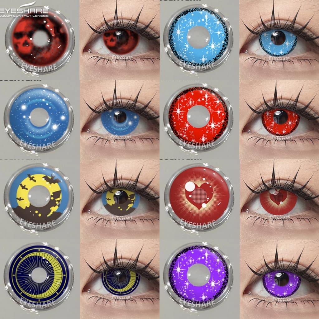 EYESHARE Cosplay Lentes De Contato Coloridas Para Olhos 2 Peças Halloween Anime Beleza Anual Envio Rápido Do Brasil