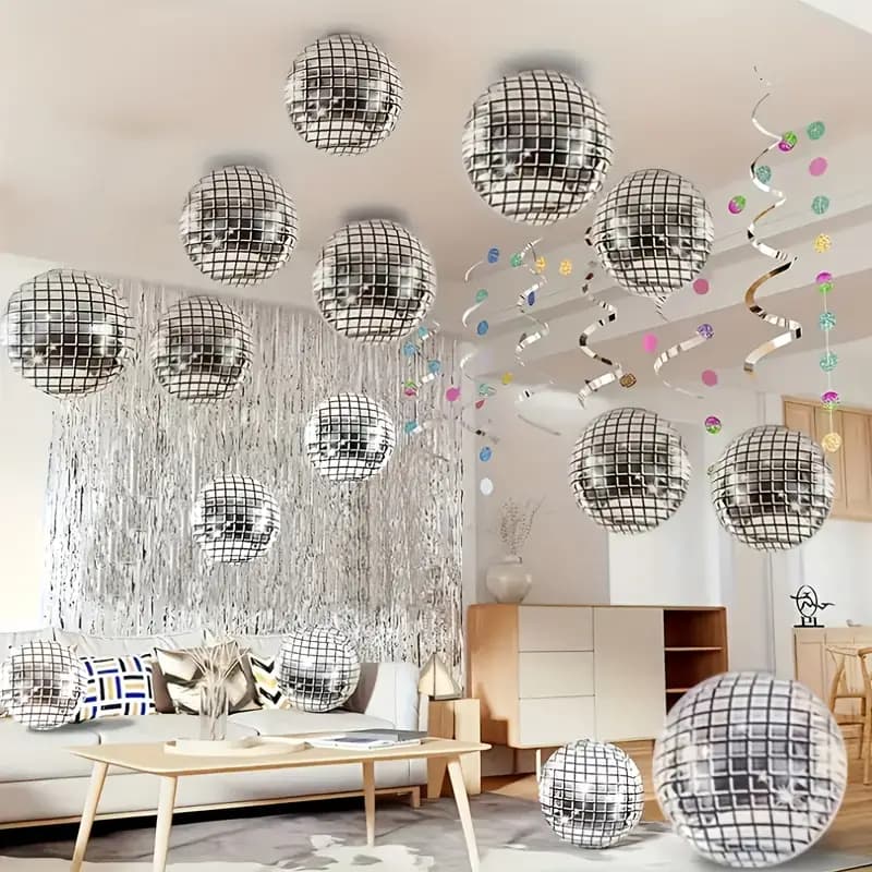Kit 32 Balões de papel alumínio com efeito disco
