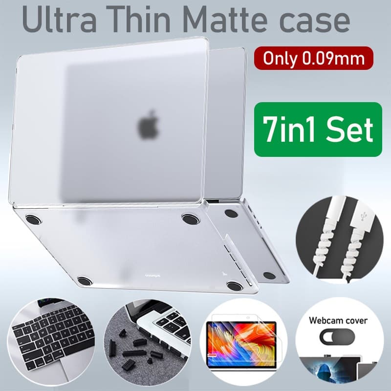5 in1 pacote de maté ultra fino compatível com Macbook Air M4 M3 M2 A3240 A3113 A2681 A2941 2020 Air Pro M1 A2337 A2338