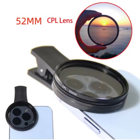 Filtro reflexivo CPL de lente de câmera polarizada portátil Universal de 52 mm adequado para Smartphones
