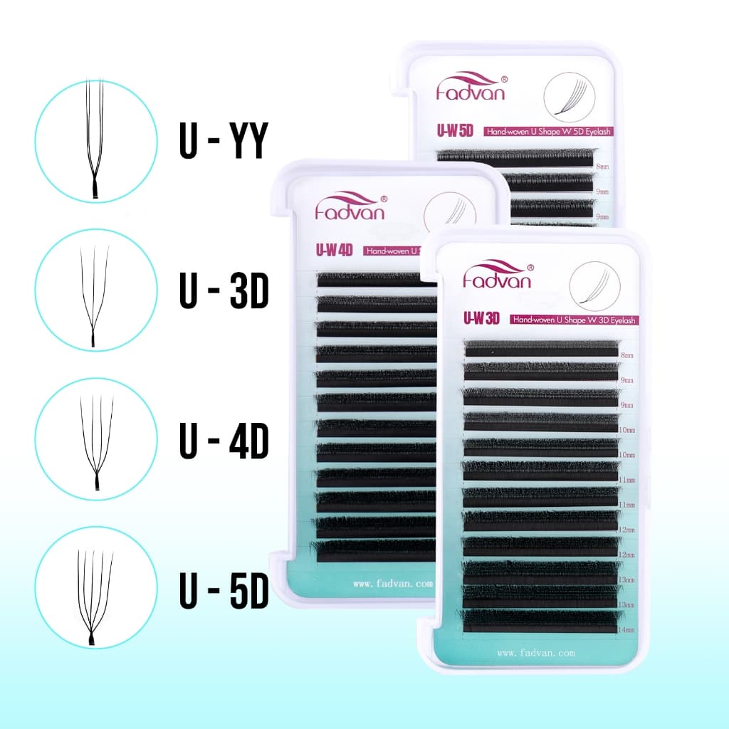 FADVAN U Shape Brasileiro YY 3D 4D 5D Extensão De Cílios De Volume Natural