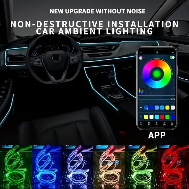 3m Acessórios Interiores Do Carro Lâmpada Atmosfera EL Linha De Luz Fria Com USB