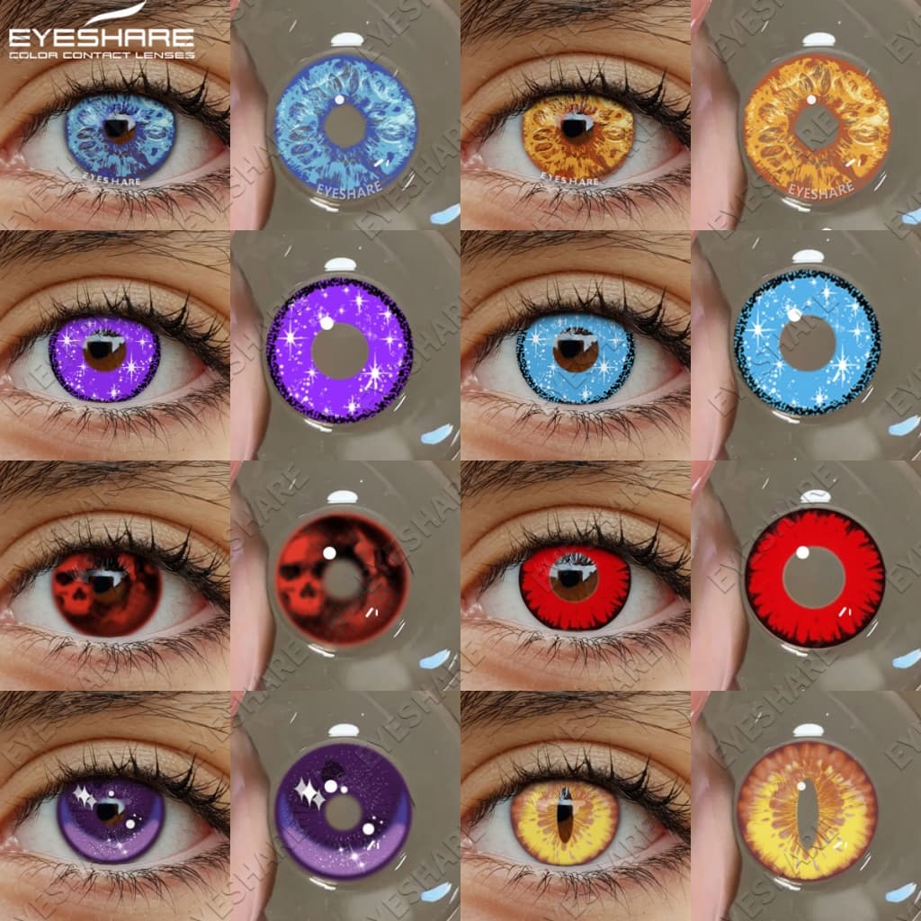 EYESHARE Cosplay Lente De Contato Halloween Branco Puro Vermelho Azul Amarelo Envio Do Brasil Uso Anual Transporte Rápid