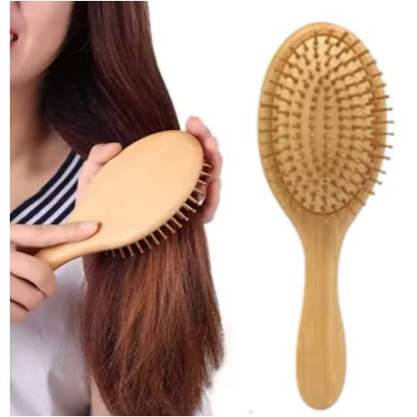 Escova Cabelo Madeira Antifrizz Cerdas 100% Bambu