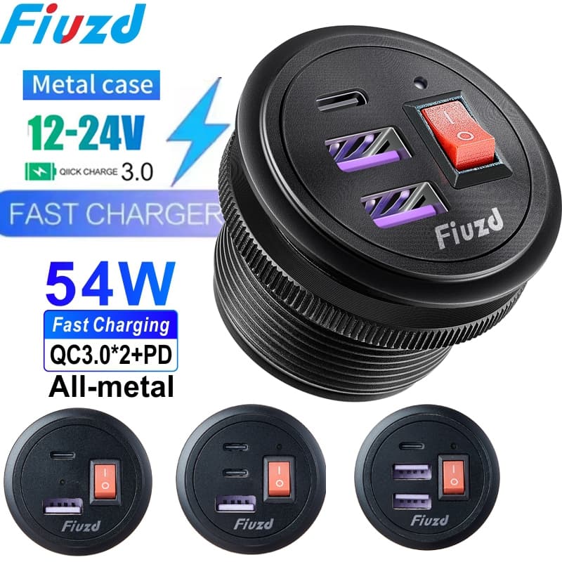 Carga Rápida 3.0 USB Carregador De Carro Tomada Display Digital Voltímetro Com Interruptor Liga-Desliga Para Motocicleta