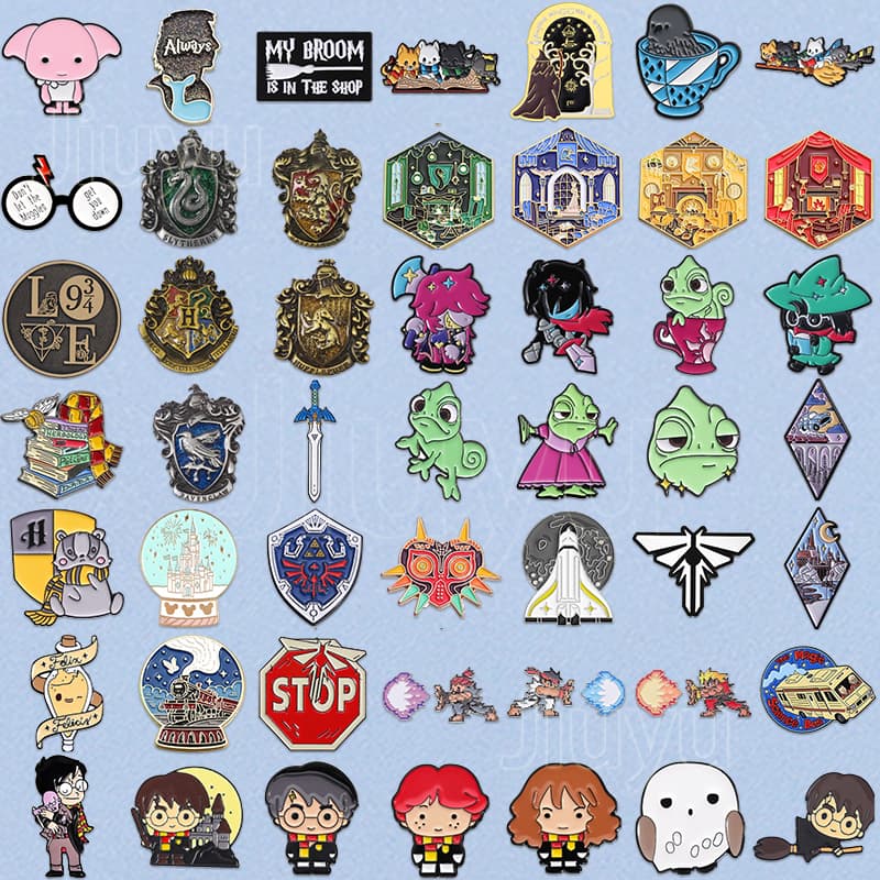 100 Estilos Harry Potter Broche De Liga De Esmalte Alfinetes De Gato Feiticeiro Crachás Hogwarts Broches De Anime Mochila Jóias
