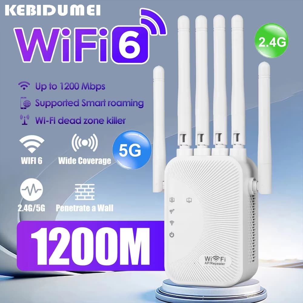 Amplificador Repetidor Wi-Fi , 1200/300Mbps , 2.4G , 5G , Expansor De Rede , Extensor De Alcance , De Sinal Sem Fio
