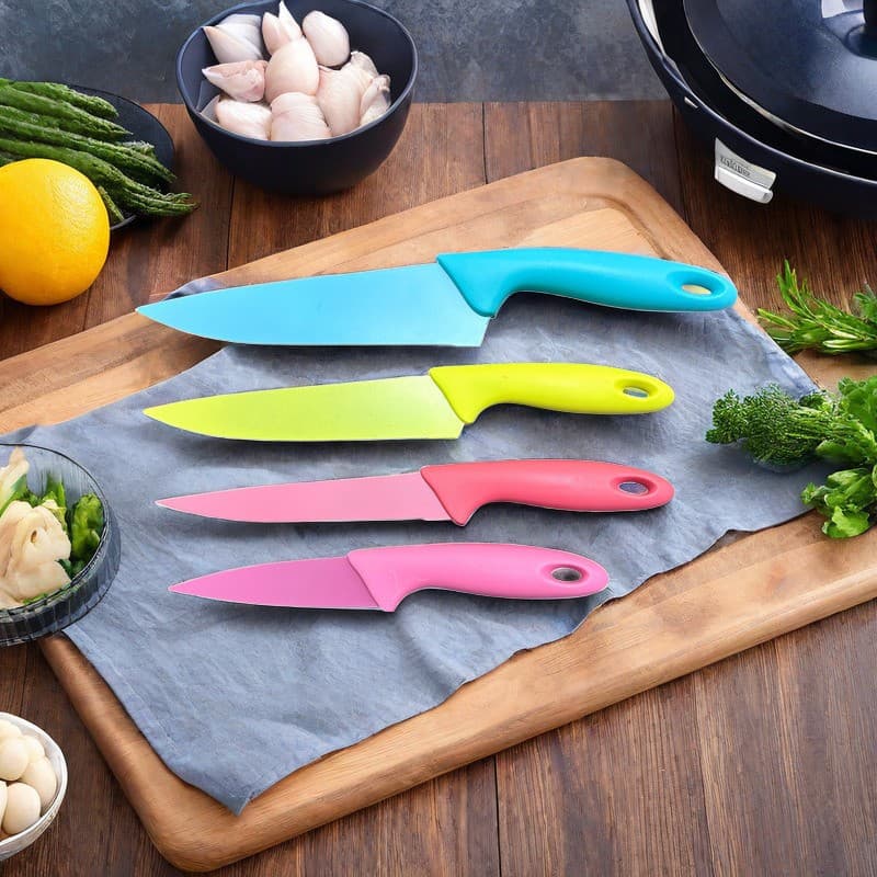 Jogo de facas aço inoxidável colorida Cozinha kit com 4 facas coloridas faca cozinha