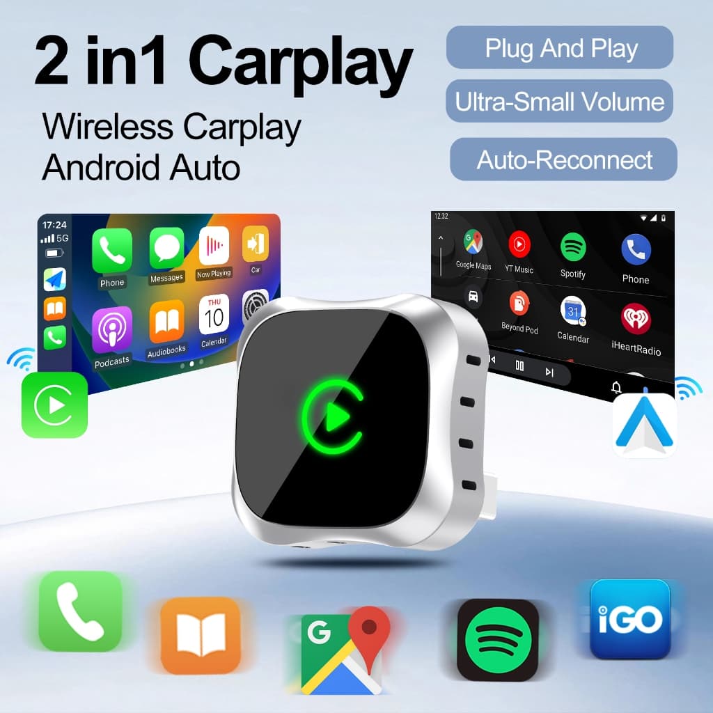 Plug & Play CarPlay AI Box BT WiFi Para Carros Automotivos/Andriod Com Fio
