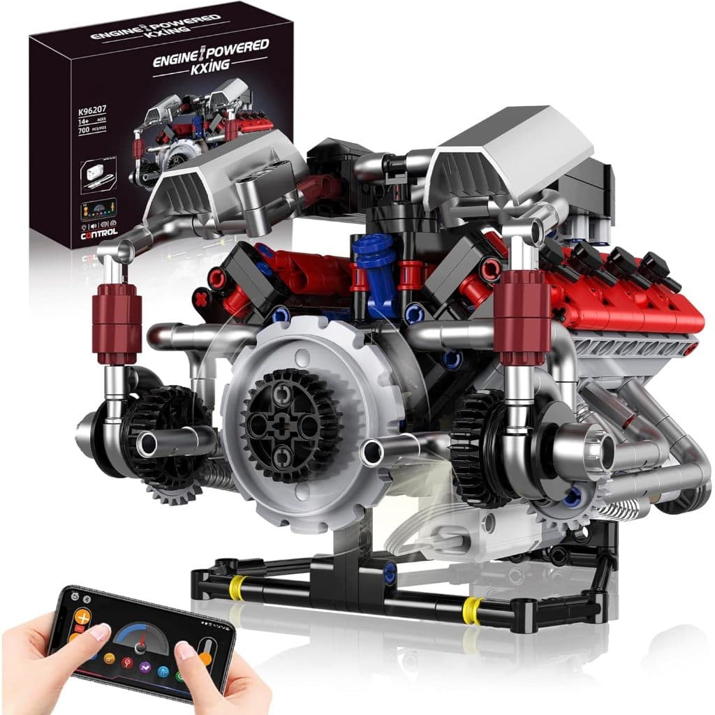 Kits De Motor Mini V8 Que Funcionam Em Conjuntos De Construção , Técnica De Modelo De 8 Cilindros Com , Controle De APP 