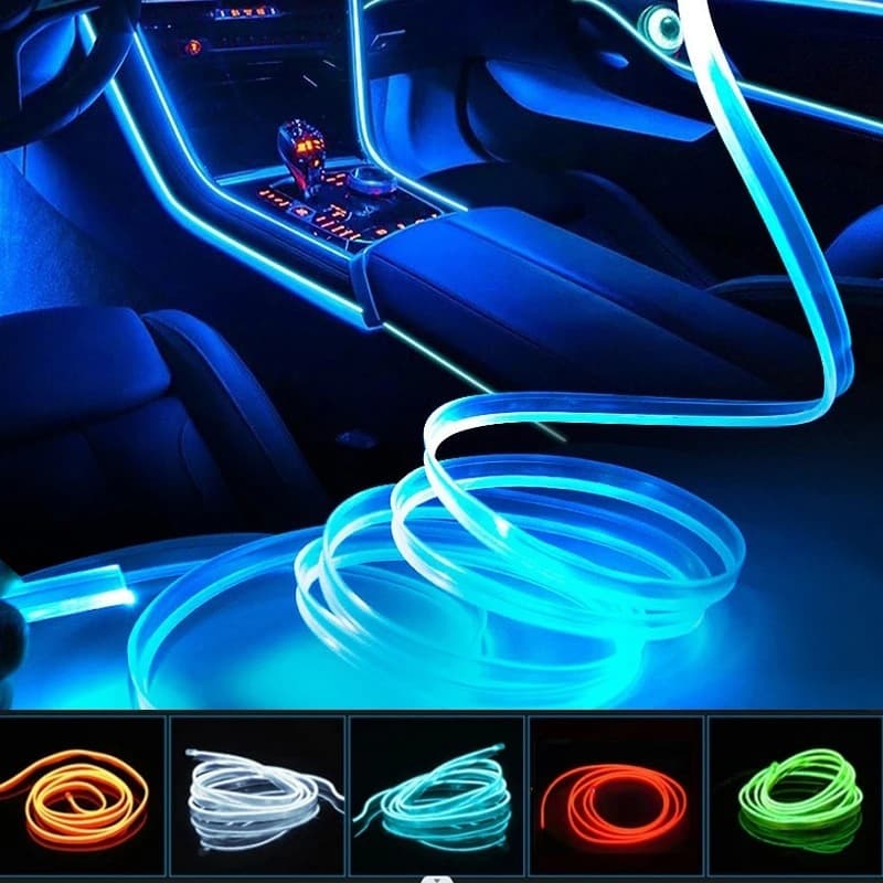 Luz atmosférica Luz de carro Fita LED Neon Automotiva 3 Metros 7 cores RGB
