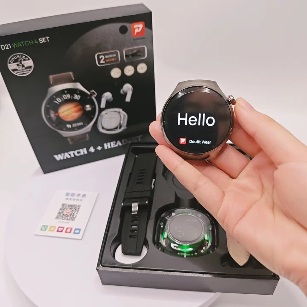 D21 Relógio 4 Terno Smartwatch Fones De Ouvido 2 Em 1 Inteligente Com Fone Alças Duplas Reloj Conjunto Presente