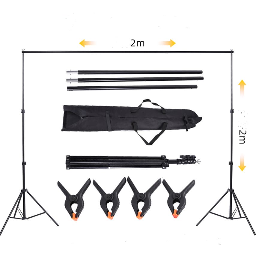 Suporte Fundo Infinito+ Bolsa+ 4 Presilhas Fotográfica 2x2