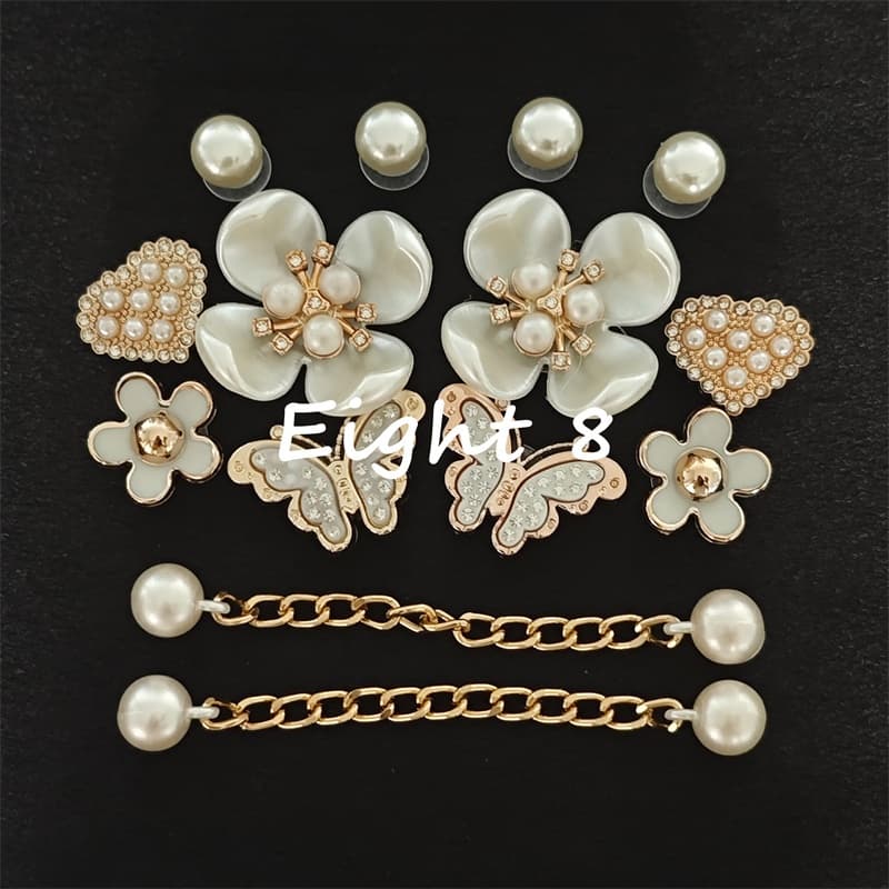 14 Pçs Pérolas Borboleta Sapato Encantos Tamanco Camélia Flores DIY Acessórios De Fivela/Botão Decoação Para Sapatos E S