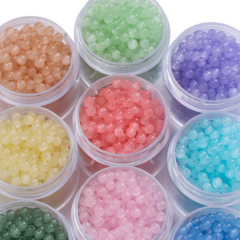 St.kunkka 50/100 Peças 3-4mm Imitação De Contas De Vidro De jade Para Colar De Pulseira DIY