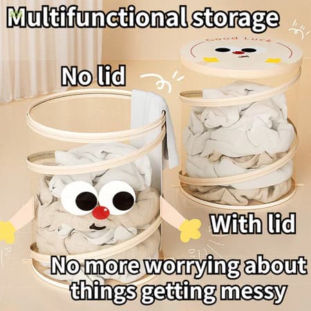 Cesta De Armazenamento Dobrável De Grande Capacidade SDS Com Tampa Para Banheiro , Roupas Sujas , Balde De Luz De Brinqu