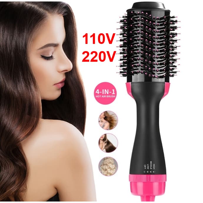 Escova Secadora 110/220v Alisador Elétrica Escova de ar quente Modeladores de cabelo Com 3 Em1 Hair