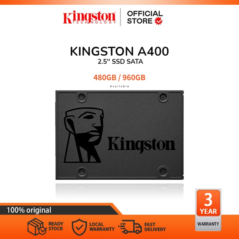 Kingston 120GB/240GB/480GB/960GB A400 SSD SATA 3 2.5" 500r/450w MB/s