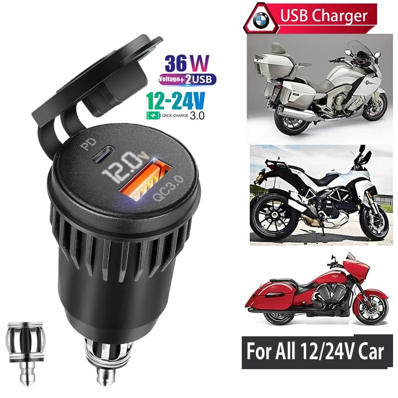 Carregador USB 30W PD Tipo-C QC 3.0 Adaptador De Rápido À Prova Dwaterproof Água Para Hella DIN Soquete/BMW Ducati Trium