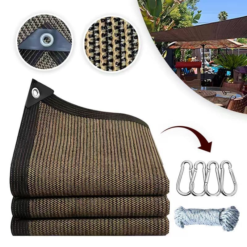 castanho /Amarelo castanho Tela Sombreamento 98% para Garagem e Piscina, Proteção UV e Instalação Rápida Vários tamanhos