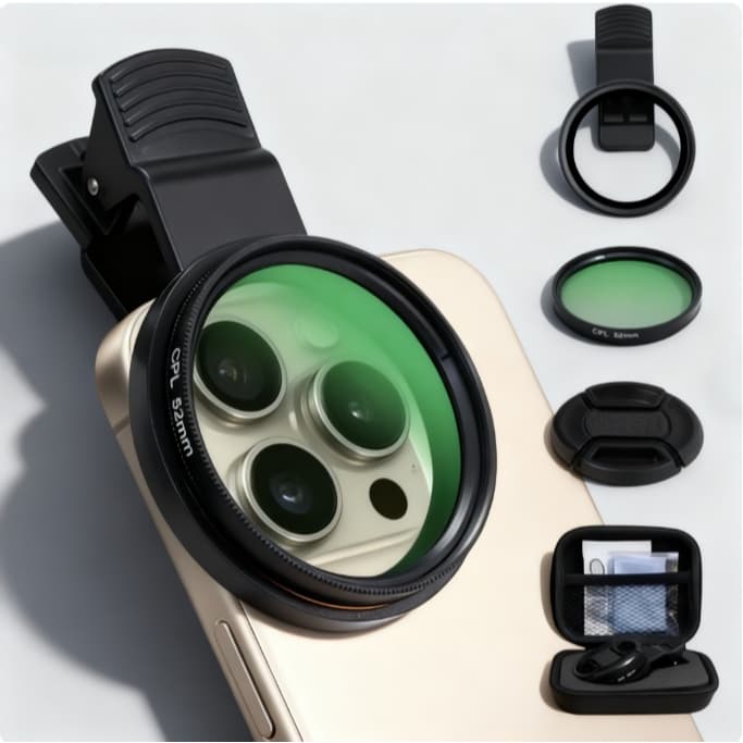 52mm Filtro Cpl Polarizador Para Celular Anti Reflexo Com estojo Alta qualidade