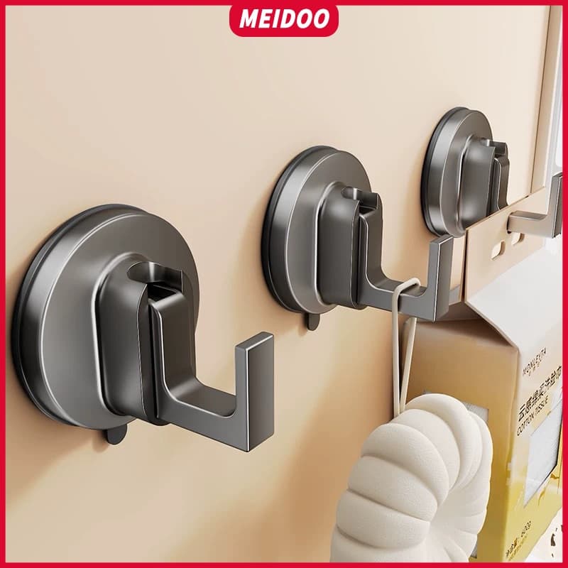 MEIDOO Gancho de ventosa de alumínio, gancho adesivo, removível, sem necessidade de perfuração