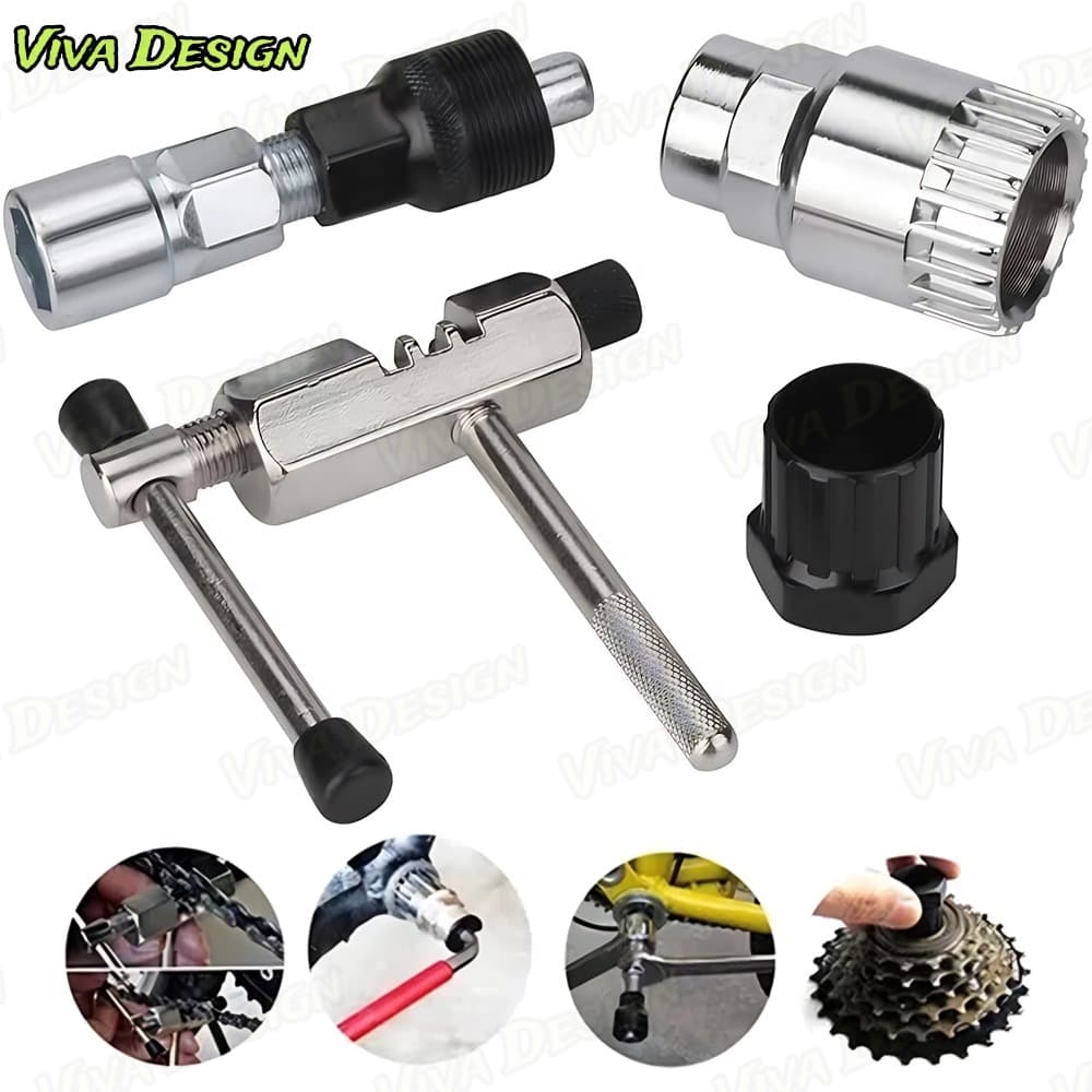 Kit4 De Chave Para Bike Extrator De Corrente Pedivela Movimento Central Para Consertos Reparos