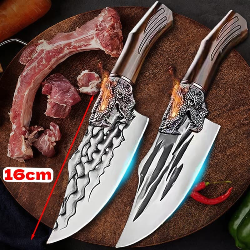 Faca Oriental e de Alta Performance com Detalhes de Dragão Ideal para Churrascos Aventuras Outdoor e Cozinha