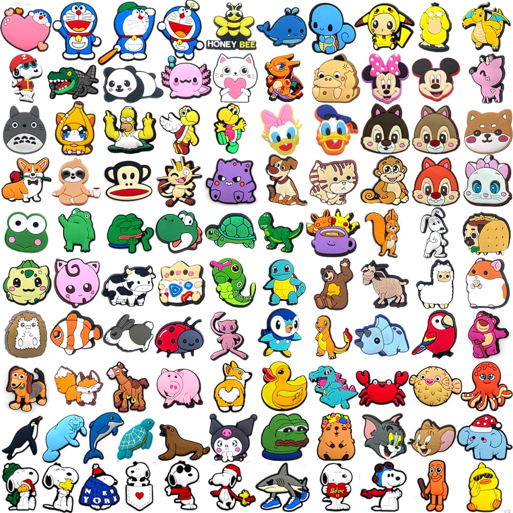 1 Pçs Dos Desenhos Animados Série animal Sapatos Encantos DIY Tamancos Sapato Aceessories Caber Sandálias Pinos Chinelos