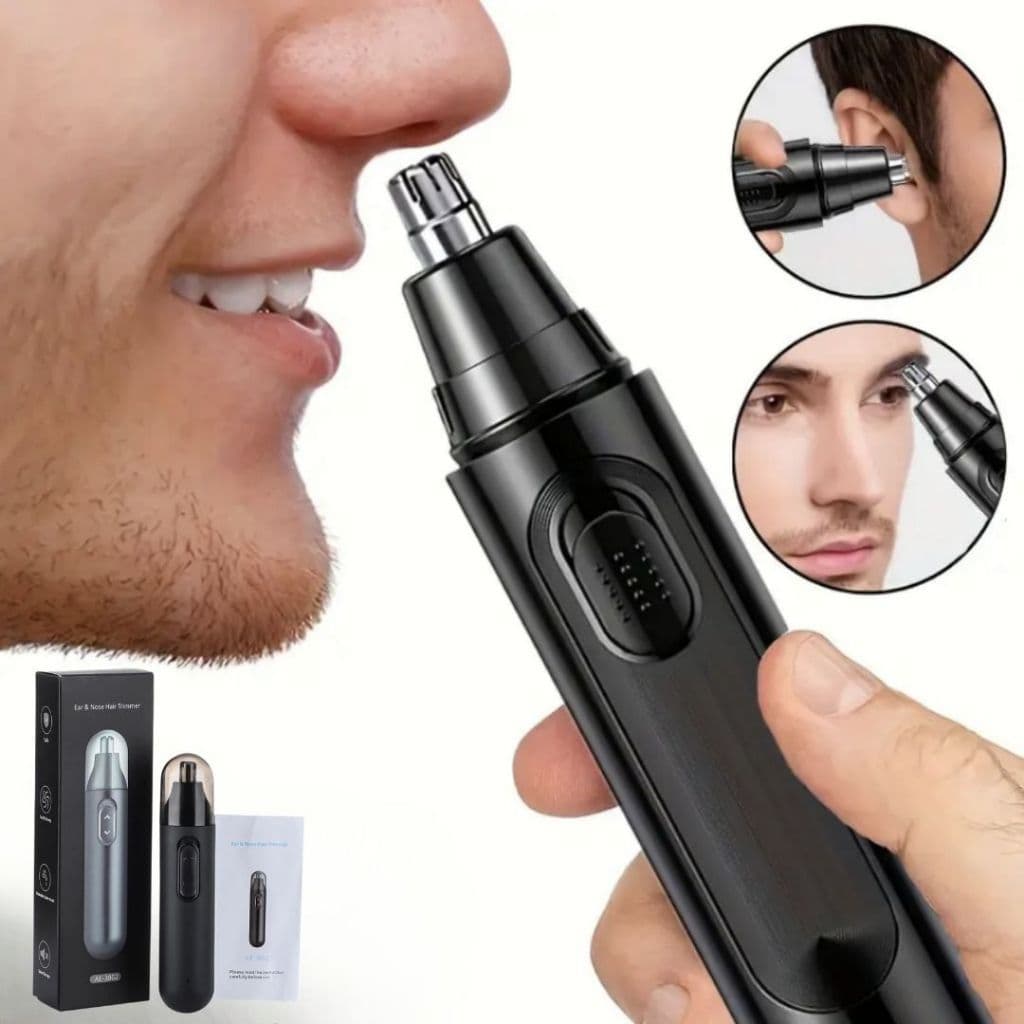 ‌Aparador de Pelos de Nariz e Ouvido - Profissional com Lâminas Giratórias, Barbeador Elétrico