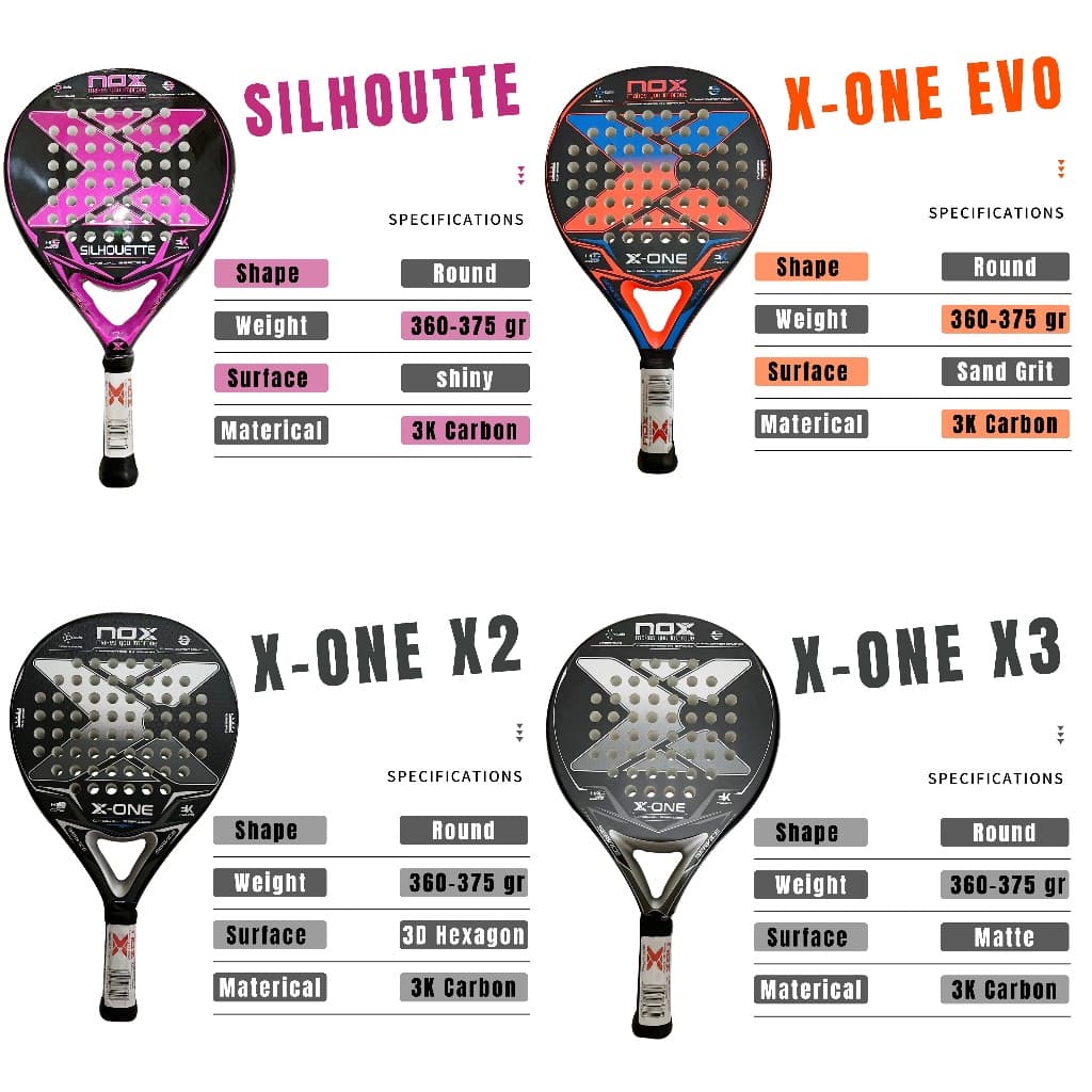 Raquete De PADEL De Fibra De Carbono NOX X-ONE Série 3K