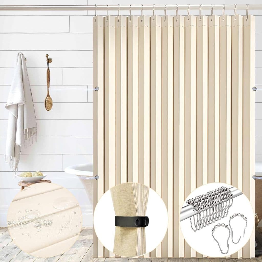 Cortina De Porta À Prova D'água , Chuveiro De Linho Dobrável Magnética Resistente , Não Tóxica , Conjuntos De Cortinas D