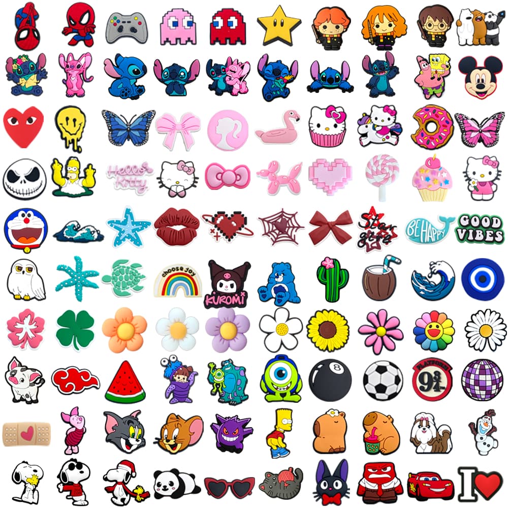 Encantos De Sapato Decrations 100 Estilo Desenhos Animados Vários Animais Sandálias Fivela PVC Acessórios Botão