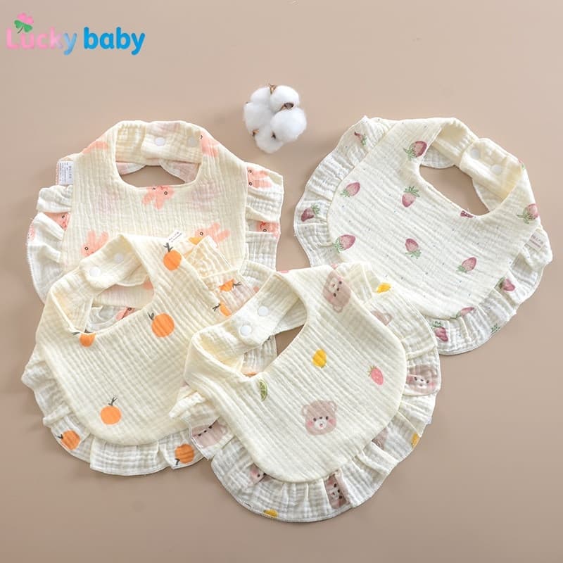 Lucky baby Toalha de Saliva para bebê com babador de gaze de algodão puro de 6 camadas