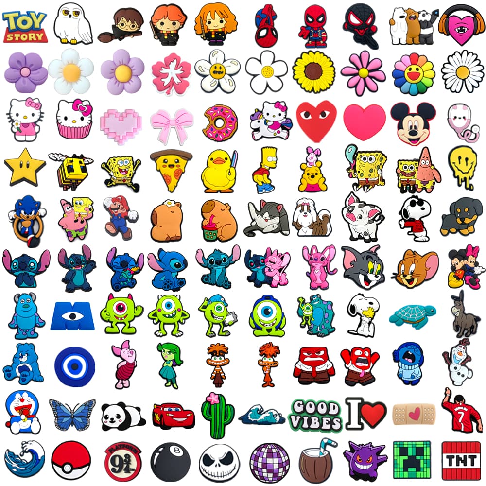 Encantos De Sapato Decrations Sandálias De Anime Fofas Fivela Acessórios De PVC Alfinetes De Botão