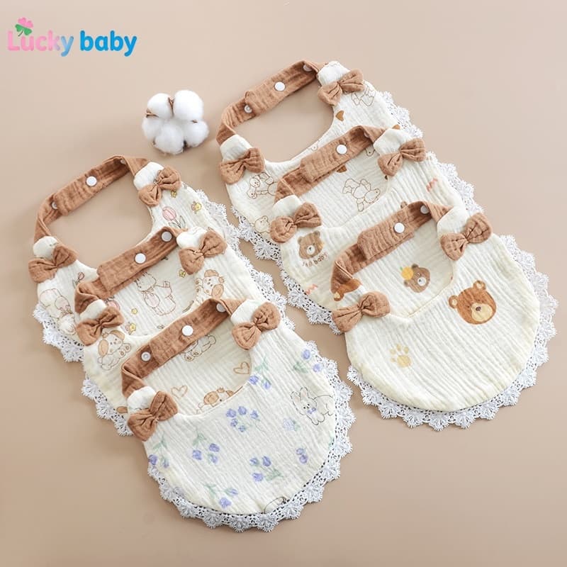 Lucky baby Toalha de Saliva para bebê, babador de renda para meninas, babador de gaze de algodão para recém-nascidos