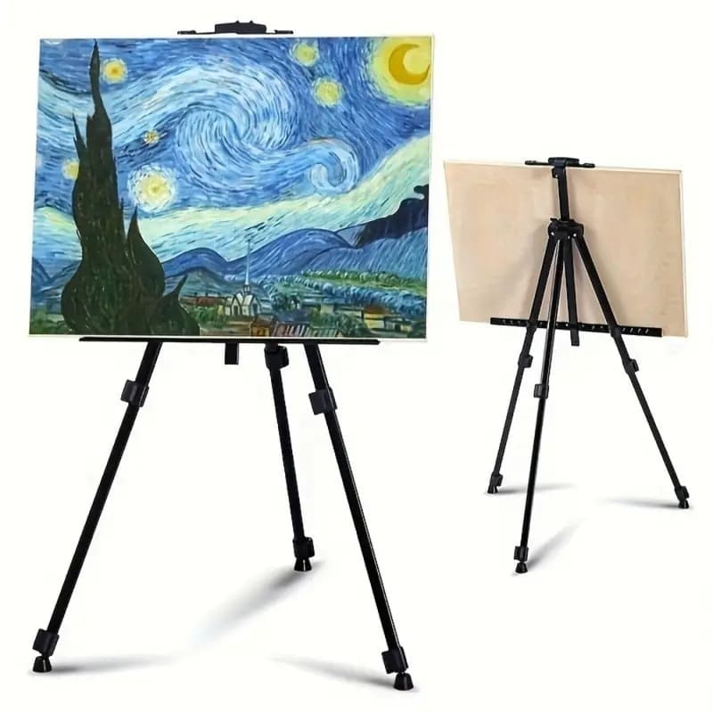 Cavalete Tripé de Pintura Profissional 1,60m Dobrável com Bolsa – Para Tela Grande, Aço Resistente 3kg