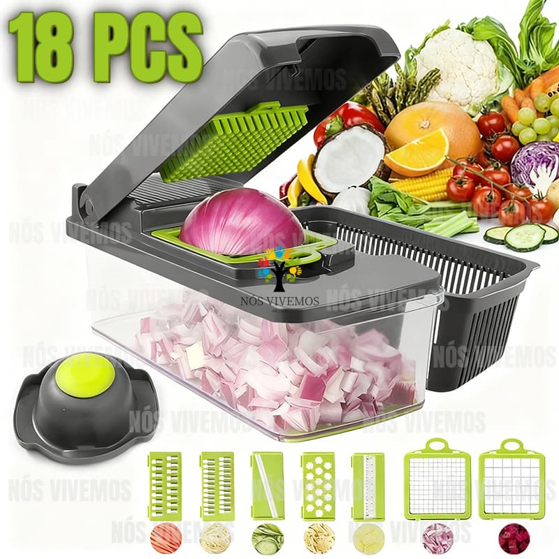 Profissional Multiuso Cozinha Slicer Aço Inox 18 em 1 Fatiador Cortador Ralador De Legumes Verduras Frutas Alimentos