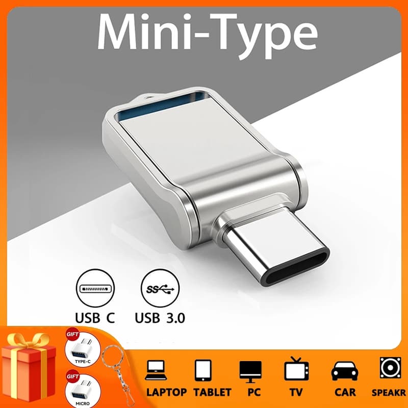 Unidade Flash tipo C 2 em 1, transmissão de alta velocidade USB3.0 2 TB/512 GB/256 GB/128 GB