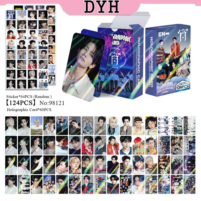 124 Pçs/Caixa ENHYPEN Photocards SUNGHOON Holográfico LOMO Cartão JUNGWON SUNOO NI-KI HEESEUNG JAKE JAY Adesivo
