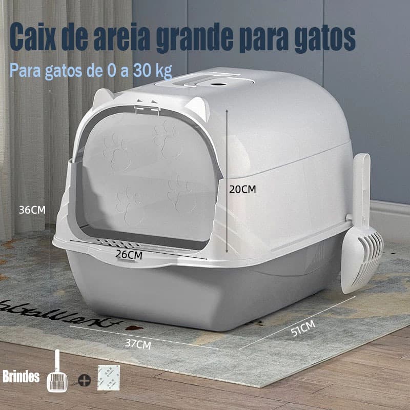 MIW Caixa de Areia Furba para Gatos com Pá Higiênica Adequado 0-30 kg Caixa areia extra grande com isolamento de odores