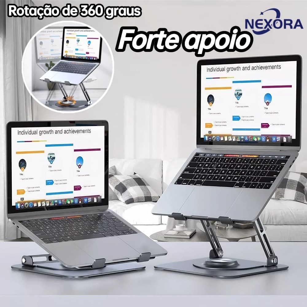 Suporte de Metal Ajustável Para Notebook 10 Ate 17" Giratória de 360° N263 Suporte para notebook Pad