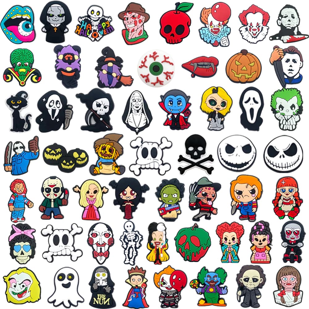 Halloween 1 Pçs Tema Terror Dos Desenhos Animados Comida Fantasma Encantos DIY Tamancos Sapato Aceessories Caber Sandáli