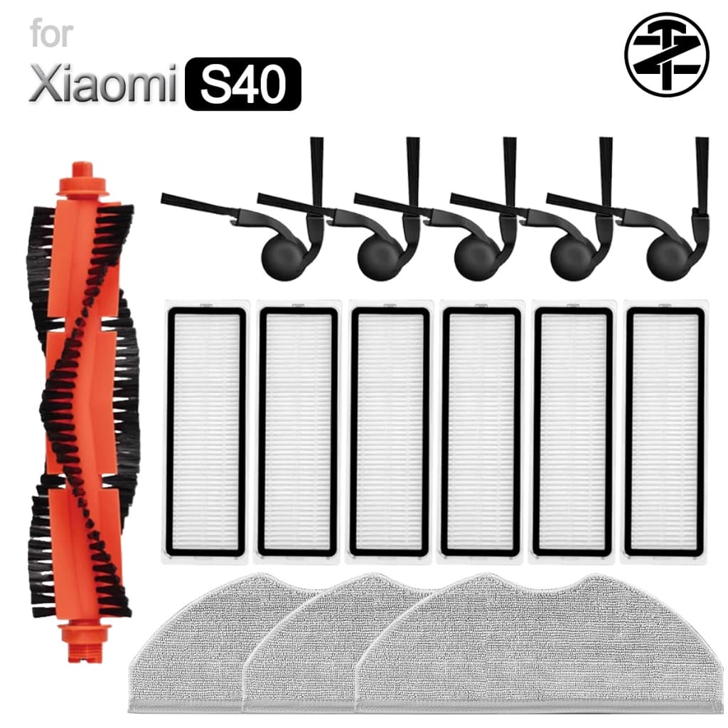 Acessórios Xiaomi Robot Vacuum S40 : Escova Principal , Lateral , Filtro HEPA , Pano De Esfregão