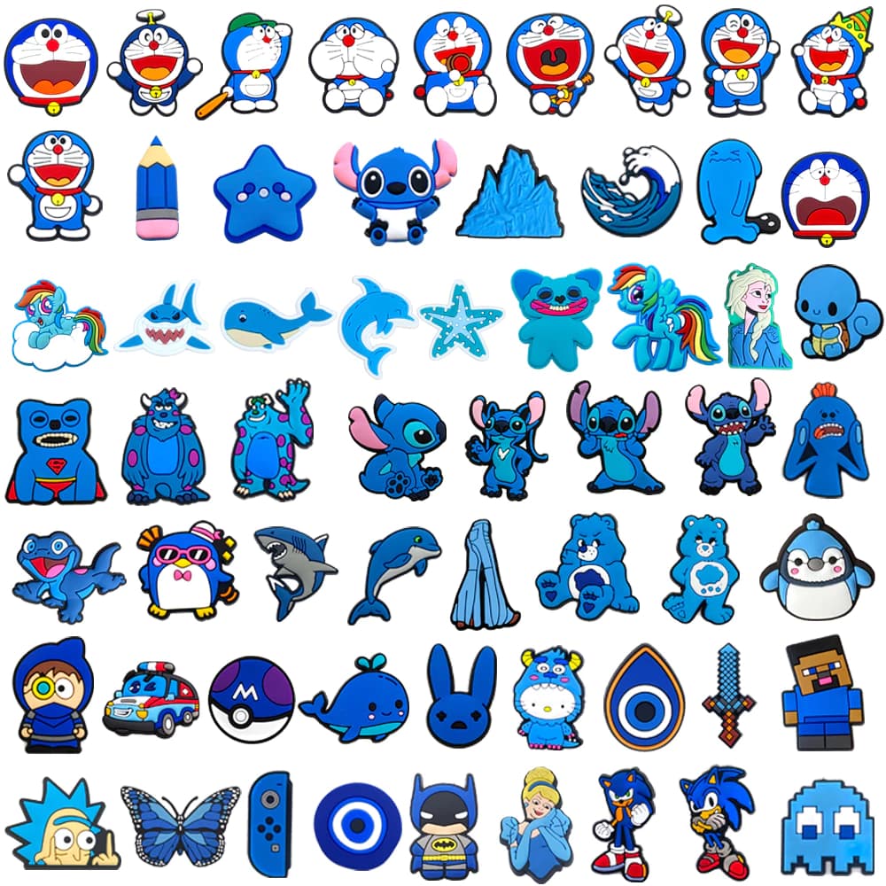 1 Pçs Série Azul Sapatos Encantos DIY Tamancos Sapato Aceessories Caber Sandálias Pinos Chinelos Decoração Crianças Pres