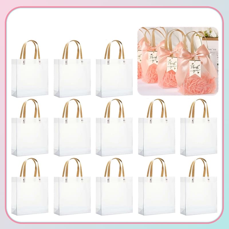 Kit 30 Sacolas de Plástico Transparente Fosco para presentes decoração lembrancinha