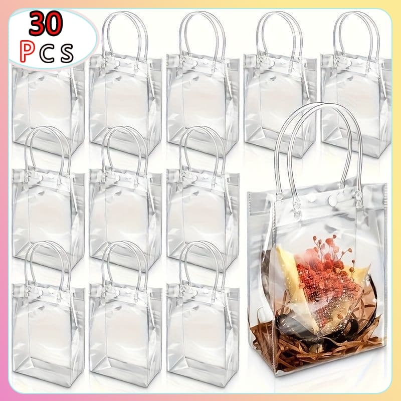 10-30pcs Sacos Plásticos Transparentes para Embalagem de Doces Sacos de Presente Reutilizáveis para Biscoitos